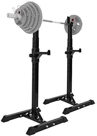 GIGBIRD Kniebeugenständer, Hantelbank, Fitnessgerät, Paar verstellbare Kniebeugenständer, Standard, 42-63 Zoll, Kniebeugenständer aus massivem Stahl, Langhantel-Freihandpresse, Bank H