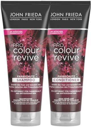 John Frieda PRO Colour Revive Haarpflege-Set - 1x Shampoo, 250 ml & 1x Conditioner, 250ml - Farbschutz,PH-optimiert für Farberhalt - Mit Antioxidantien - Bewahrt die Farbe zwischen den Friseurbesuchen