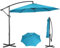 Panana 3M Garden Cantilever Parasol Outdoor Banana Hanging Umbrella 8 Sturdy Ribs with Crank Mechanism Sun Shade Canopy for Poolside, Deck, Patio and Balcony Light Blue