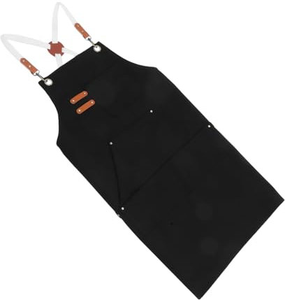 HOMSFOU Women Kitchen Apron Pockets Black Waist Apron for Cooking for Men Bbq Workshop