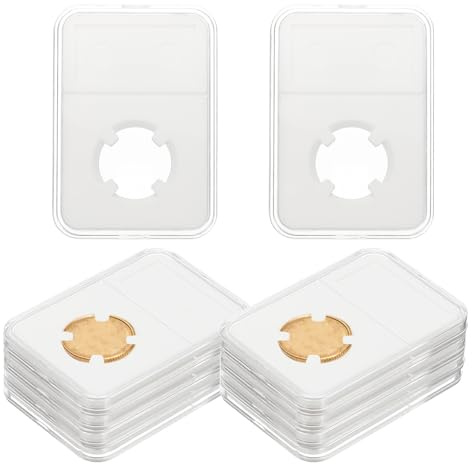 PATIKIL 22mm Coin Slab Display Holder Clear Coin Case Storage 10Pcs | Plastic Four-point Box,for Coin Collectors Collection Protection Organize
