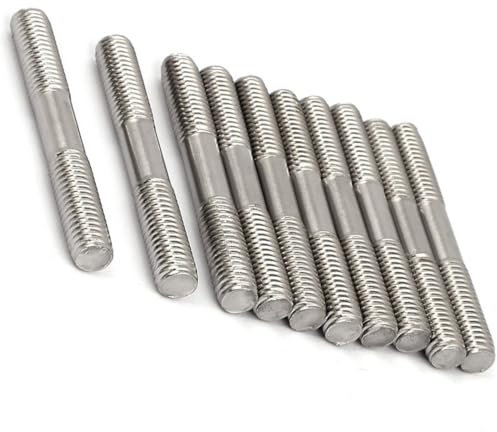 TOP-VIGOR 10Pcs Double End Threaded Stud Screw Bolt, M8x60mm 304 Stainless Steel Rod Bolts Thread Reducer Adapter, Adjustable Push Rod Stud for Furniture Hardware Machinery Maintenance and Fixes