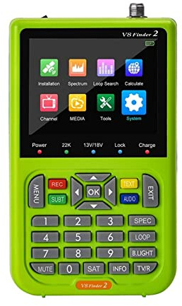 Satellite Finder, Digital Satellite Signal Finder, 1080p HD V8 Finder 2 Meter DVB-S/S2 Digital Display Satellite Finder Type-C Ricevitore TV satellitare con segnale ricaricabile per la regolazione del