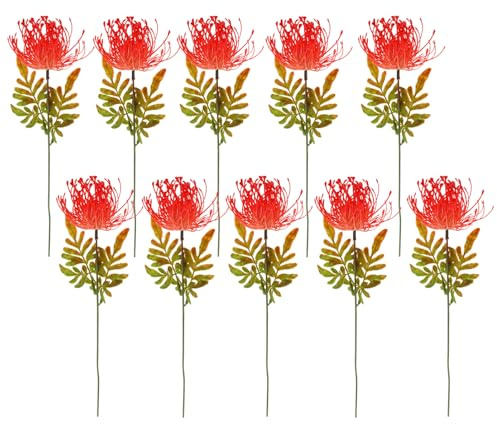 Fiori Artificiali Steli Decorativi 10 Pezzi Plastica Rosso per Fotografia | Composizione Floreale Accessoria, Aspetto Naturale e Forma Vivida, per Matrimonio e Scatti Fotografici