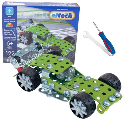 Eitech Racer Green - Metallbaukasten 00256, Modellauto, 120+ Bauteile | Spielzeugauto, Metall Bausatz Kinder, Konstruktionsspielzeug, Geschenk Mädchen Junge 6 7 8 Jahre, Modellbau, Stabilbaukasten
