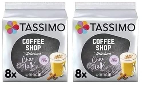 Tassimo Coffee Shop Selections Chai Latte Coffee Pods x8 (Pack of 2, Total 16 Capsules)