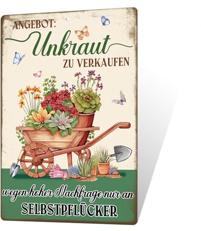 Putuo Decor Gartenschild Unkraut – Angebot Lustige Deko für Garten, Balkon oder Laube