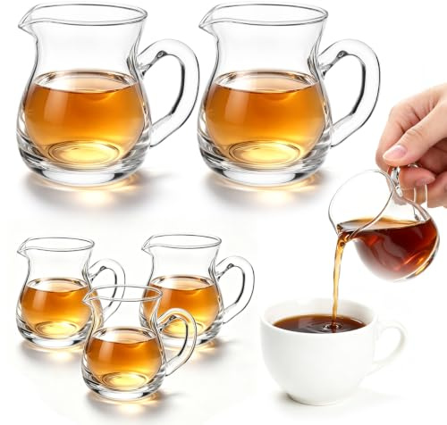 PRETYZOOM 6pcs Transparent Glass Creamer Jug Mini Milk Pitcher for Coffee Tea Small Syrup Dispenser for Home Office for Precise Pouring Versatile Liquid Storage