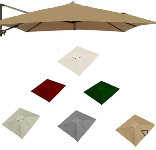 ZYXQQJ Telo di Ricambio per Offset/Ombrello 250 300 400cm Copertura di Ricambio per Ombrellone da Mercato Esterno 8 Stecche, Verde/Kaki/Bordeaux/Beige(Khaki,4x3m/13x9.8ft)