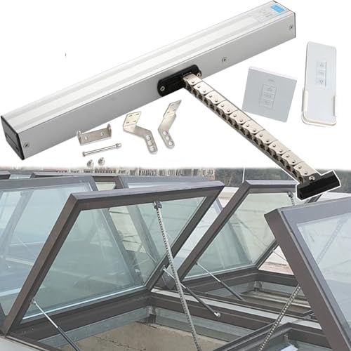 XSDAJSD Attuatore Elettrico per alzacristalli 24 V, Corsa 300 mm - 1000 mm, carico Massimo 400 N, Doppia Catena/Silenzioso, con Telecomando + Interruttore, per finestre da Tetto, Serre, 600 mm