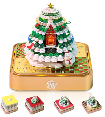 CLIUNT 3D Kalender 2026, 3D Abreißblock Tischkalender Notizblock mit Licht und Stifthalter, Schreibtisch 3D Memo Pad Papier, 3D-Notizblock, DIY Arbeitsplattendekoration (Weihnachtsbaum)