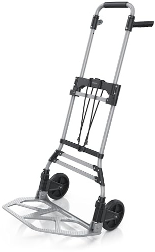 Brandson – Sackkarre klappbar – 150 kg Last – Transportkarre - Vollgummireifen –- inkl. Expanderseil – Aluminium – gummierter Griff – arretierbar auf 115 cm