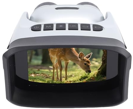 Topiky Fotocamera Binocolo Digitale, 4K 48MP 15X Zoom Lente Rotante a 180 Gradi Schermo a Colori da 4 Pollici, con Porta di Tipo C Batteria da 10000 mAh, per Birdwatching Viaggi (Senza Scheda di