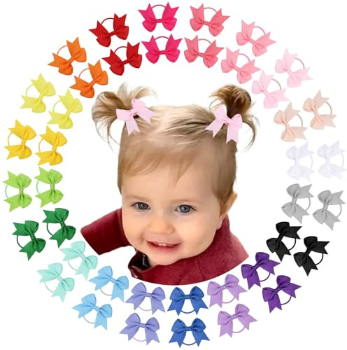 vobobe 40 st 5 cm babyhårband, hårband för småbarn med rosetter, elastiska hästsvanshållare mini små för baby flickor spädbarn (baby hårslipsar-A)