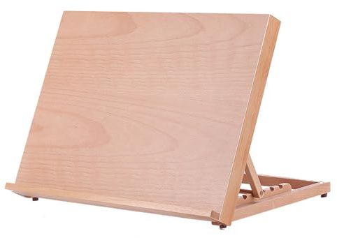 Tavola da disegno a3, cavalletto da disegno in legno a 4 posizioni, cavalletto da tavolo + tavola da disegno formato 47 x 36 cm, legno di faggio, per dipingere, schizzi, acrilico, acquerello, matita o