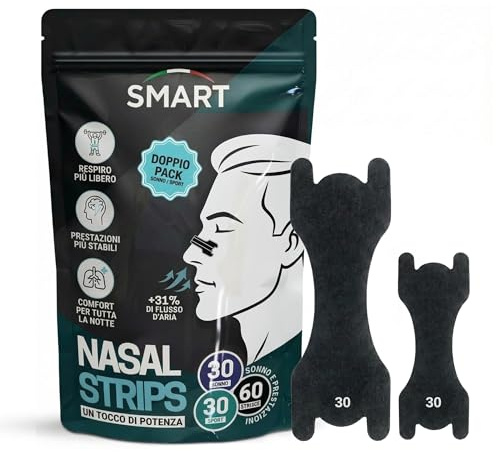 Bandelettes nasales anti ronflement nasal strips noir Pack 60 pièces (30 sommeil + 30 sport) Patch nasal respiration, dilatateur/écarteur nasal puissant contre nez bouché et congestion, large,premium