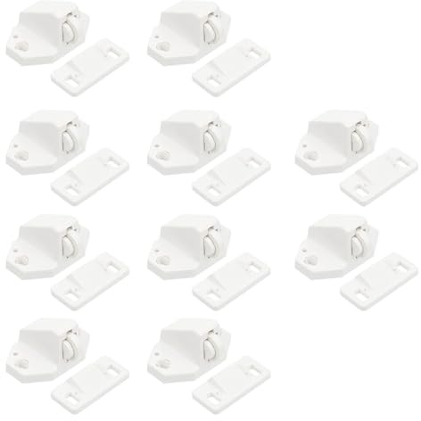 ULTECHNOVO Set da 10 Bloccaporta in Plastica Bianco per Porte Armadio e Mobili, Nottolino Serratura Resistente e Non Deformabile per Guardaroba e Armadietti