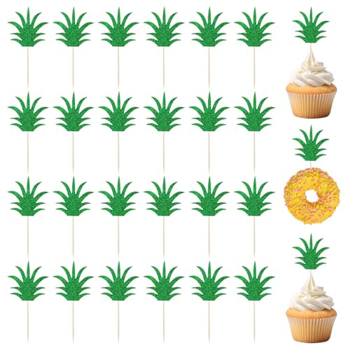 EKKONG 24 PCS Tortendeko Ananas Tropical Cocktail Deko Cocktailspieße Sommer Tropische Cupcake Topper, für Obst Desserts Lebensmittel Partydekoration