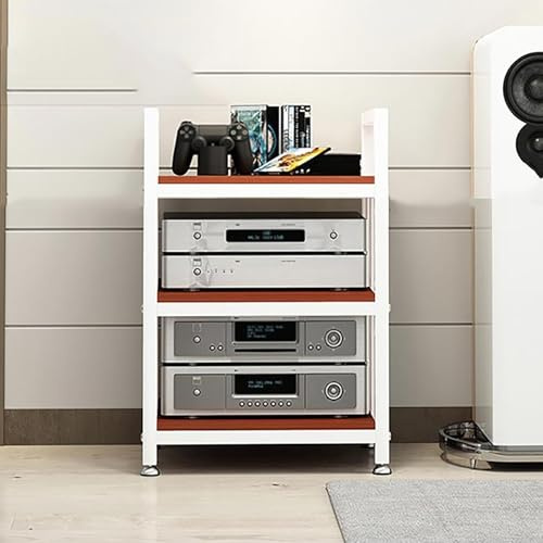 Mobile Stereo Hi Fi Rack Hifi Armadietto Moderno, Supporto HiFi A 4 Livelli Con Ripiani In Legno Regolabili, Mobile Per Amplificatore, Giradischi, Ricevitore, Salotto E Studio(White red,70cm)
