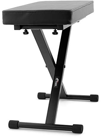 Tiger PST7-BK Keyboardbank, Klavierhocker, 4 Höhenstufen einstellbarer und zusammenklappbarer X-Rahmen-Sitz