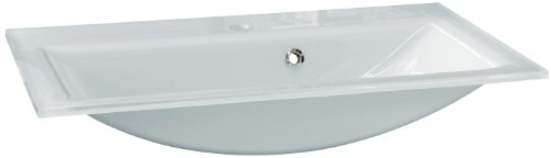 FACKELMANN Glasbecken / Waschtisch aus Glas / Maße (B x H x T): ca. 80 x 14,5 x 50 cm / Einbauwaschbecken / hochwertiges Waschbecken fürs Badezimmer und WC / Farbe: Weiß / Breite: 80 cm