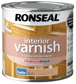 Ronseal RSLIVSBI250 250ml Quick Dry Satin Interior Varnish - Birch