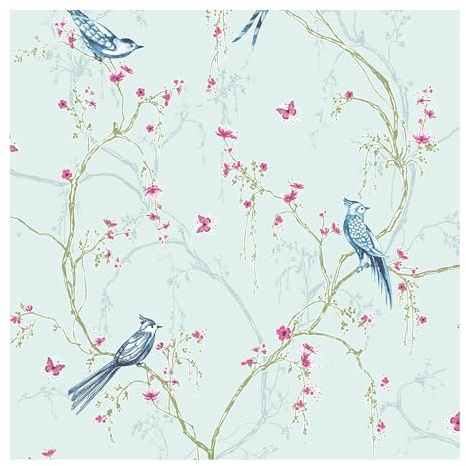 Superfresco Easy Duck Egg Tree Silhouette Butterfly Wallpaper | Paste the Wall | Duck Egg Trees | Eco-Friendly