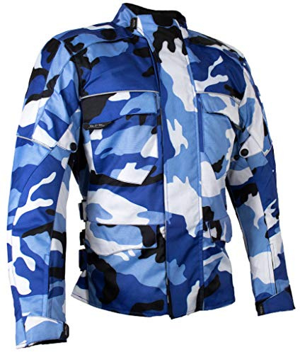 MDM Herren Motorrad Textil Jacke Motorradjacke Winddicht Wasserdicht Belüftet Camo Camouflage (S)