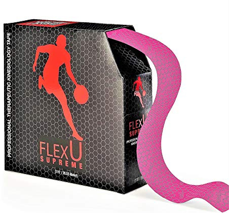 FlexU Kinesiology Tape - Pink, Bulk Uncut Roll (35m / 115 ft Continuous, 2 Wide) - Cut-to-Size Athletic Support Tape for Knee, Shoulder & Wrist - Waterproof, Latex-Free, Hypoallergenic