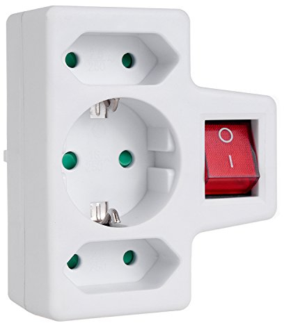 Maclean MCE215 Presa tripla alimentazione con interruttore versione tedesca 1x16A 2x2,5A