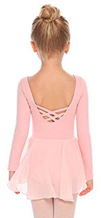 Beyove Ropa de Ballet niñas sin Espalda de algodón Vestido de Ballet Ballet Leotardo Manga Larga Ballet Leotardo Vestido de Baile Cuerpo de Baile niños con Falda de Gasa tutú Rosa 120