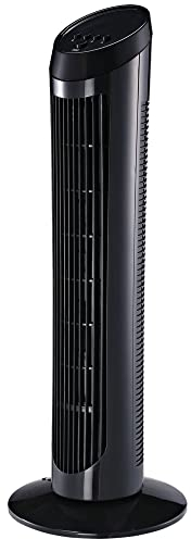HOMCOM Standventilator 45 W Turmventilator Ventilator leise 3 Belüftungsstufen, 70° Oszillation, ABS, Schwarz, Ø27 x H75 cm