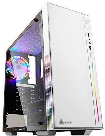 HDYD Caso De Juego, Semitorre For Juegos De PC Case ATX/M-ATX - E/S Frontal USB 3.0 Paneles Laterales - Puerto -Transparente 5 Ventilador De Posición