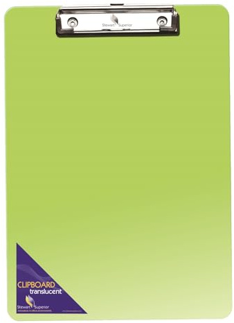 SECO A4 Plastic Translucent Clipboard | Green | Writing Board with Clip