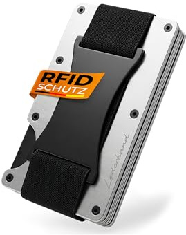 Lederhand® Verso Wallet – Edler Aluminium-Kartenhalter mit Geldclip und Platz für bis zu 10 Karten. Kompakte Geldbörse aus robustem Echt-Aluminium mit RFID-Schutz, inklusive Geschenkbox | (Silber)