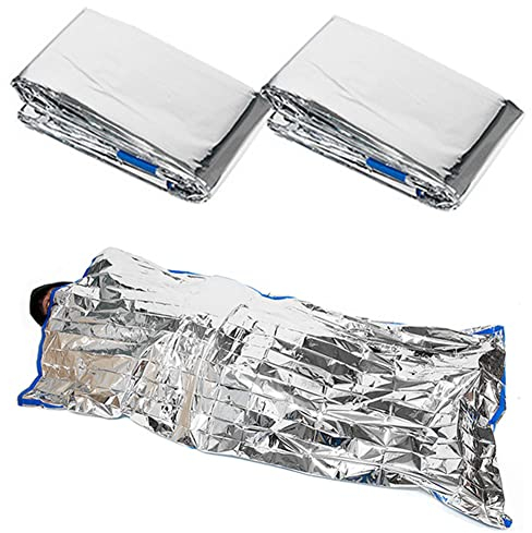 DUBENS 2 Stück Notfall-Überleben Schlafsack, Survival Biwak Sack Erste Hilfe Rettungsdecken, leicht, wasserdicht, für Outdoor-Abenteuer, Camping, 200x100cm