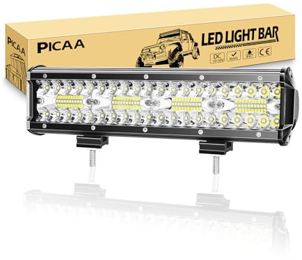 PICAA Led Arbeitsscheinwerfer Light Bar, 12 Zoll 30.4CM 240W 8D Lichtbalken | 12V 24V,6000K,Zusatzscheinwerfer Bar,Spot Flutlicht Kombination,LED Lichtleiste,für SUV Offroad ATV UTV Traktor 4x4 Auto