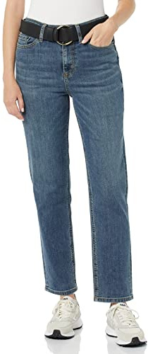 Amazon Essentials Damen Straight-Jeans Mit Hohem Bund - Auslaufmodell, Mittlere Waschung, 48