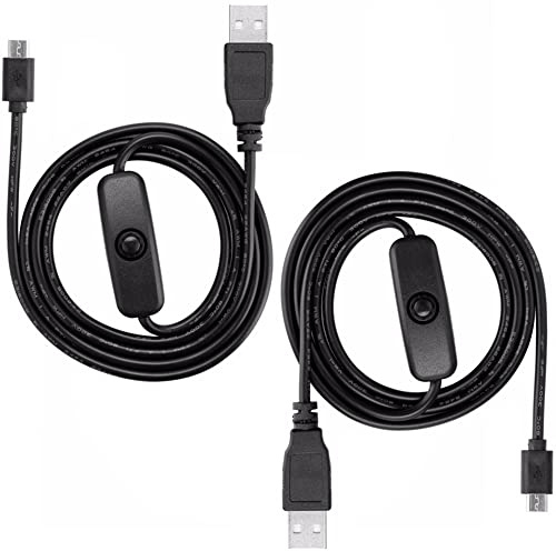 Greluma 2 STK USB Stecker auf Micro USB Stecker EIN/Aus-Schalterkabel, 1,5 m/5 Fuß Micro USB Netzschalter Kabel kompatibel mit Raspberry Pi 4
