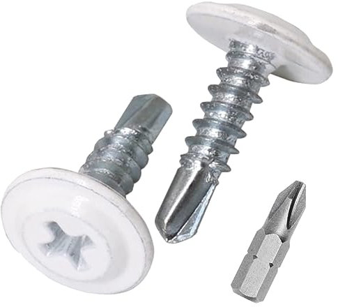 SKIR'CO - Tornillos autoperforantes (150 unidades, 4,2 x 16 mm, cabeza de armadura modificada Phillips, tornillo de chapa metálica, cabeza de oblea (150, blanco puro RAL 9010)