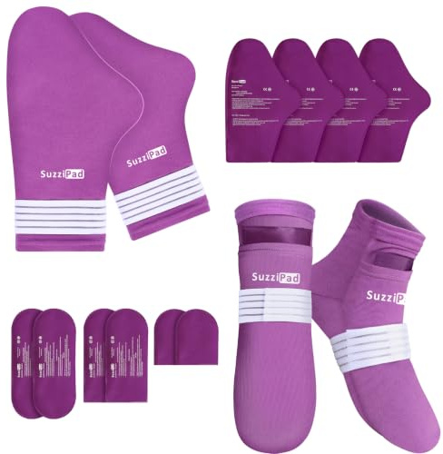 SuzziPad Calcetines y guantes para el frío de pies, manos y pies, talla L, morado