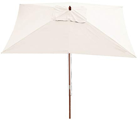 Mendler Sonnenschirm Florida-AM, Gartenschirm Marktschirm, 2x3m Polyester/Holz 6kg - creme