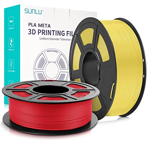 SUNLU High Speed PLA Meta Filament, 2kg PLA 3D Druckerfilament 1,75 mm, Robusteres 3D Druckfilament, Maßgenauigkeit +/- 0,02 mm, 2kg Insgesamt, 1kg pro Spule, 2er-Pack, Rot+Gelb