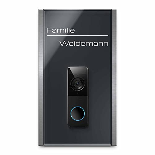 Hochwertiges Namensschild für Eufy Doorbell 1080p - personalisiertes Türschild aus Edelstahl & Acrylglas | kompatibel mit Eufy 1080 Videotürklingel Funk Video Klingel - Funkklingel Zubehör