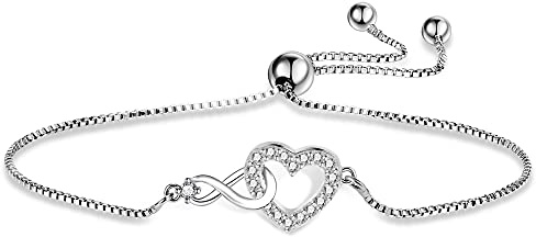 14K Vergoldet 925 Sterling Silber Armbänder Infinity Herz Armreif für Damen