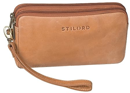 STILORD Richie Handgelenktasche Leder Männer Kleine Herrenhandtasche mit Abnehmbarer Schlaufe Moderne Doppelkammer Geldbörse aus Hochwertigem Leder Farbe:taranto - braun