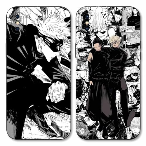 2 Pièces Coque pour Apple iPhone X/iPhone XS 5.8'', avec Anime Motif Gojo Satoru Itadori Yuji Manga Antichoc TPU Silicone Protective Objectif Caméra Housse Étui de Téléphone Case, 02