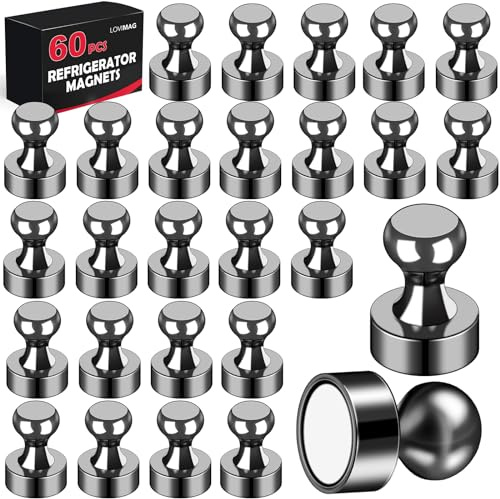 LOVIMAG Fridge Magnets 60Pcs Refrigerator Whiteboard Small Strong Magnet Classroom Kitchen Accessories Decorative Locker Set Decor Must Haves Office Calendar Refrigerador Magnetic Cute Crafts Black