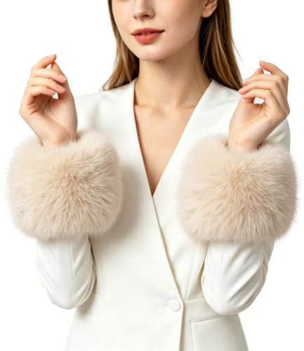 Lina & Lily Damen Winter Armstulpen Manschetten Pulswärmer Kunstfell