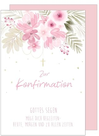 Edition Seidel Premium Glückwunschkarte zur Konfirmation mit Umschlag. Konfirmationskarte Karte mit Spruch Grusskarte Kreuz Blumen Junge Mädchen (KF317 SW024)